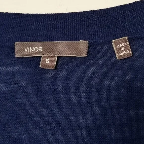 Vince 100% Cashmere V Neck Longline Cardigan S Lightweight Blue Button Pockets - Picture 3 of 16
